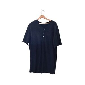 Hnly‎ MEN'S organic cotton Short Sleeve Black Henley - Size XL